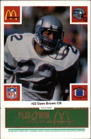 1986 McDonald's Seattle Seahawks - Full Game Pieces - Week 4 Green Tab #NNO Dave Brown Front
