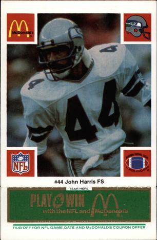 1986 McDonald's Seattle Seahawks - Full Game Pieces - Week 4 Green Tab #NNO John Harris Front