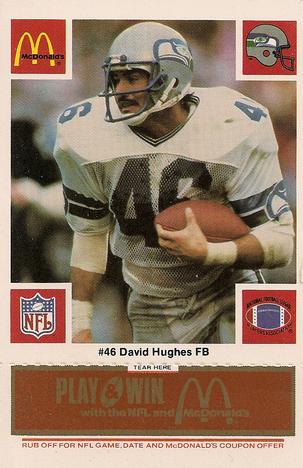 1986 McDonald's Seattle Seahawks - Full Game Pieces - Week 4 Green Tab #NNO David Hughes Front