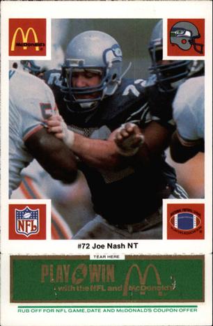 1986 McDonald's Seattle Seahawks - Full Game Pieces - Week 4 Green Tab #NNO Joe Nash Front