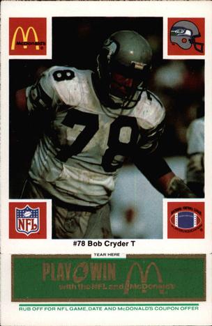1986 McDonald's Seattle Seahawks - Full Game Pieces - Week 4 Green Tab #NNO Bob Cryder Front