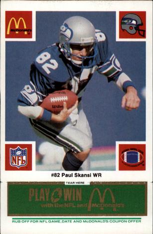 1986 McDonald's Seattle Seahawks - Full Game Pieces - Week 4 Green Tab #NNO Paul Skansi Front