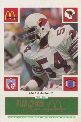 1986 McDonald's St. Louis Cardinals - Full Game Pieces - Week 4 Green Tab #NNO E.J. Junior Front