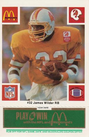 1986 McDonald's Tampa Bay Buccaneers - Full Game Pieces - Week 4 Green Tab #NNO James Wilder Front