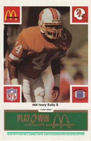 1986 McDonald's Tampa Bay Buccaneers - Full Game Pieces - Week 4 Green Tab #NNO Ivory Sully Front