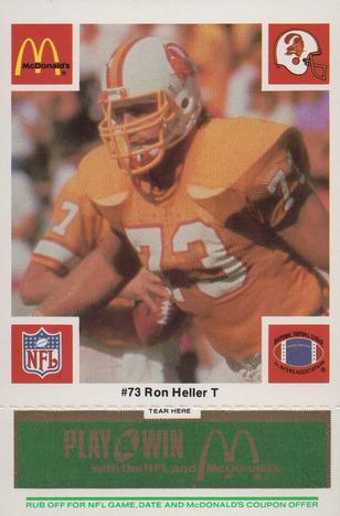 1986 McDonald's Tampa Bay Buccaneers - Full Game Pieces - Week 4 Green Tab #NNO Ron Heller Front