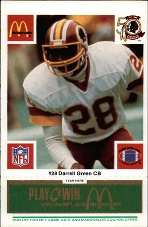1986 McDonald's Washington Redskins - Full Game Pieces - Week 4 Green Tab #NNO Darrell Green Front