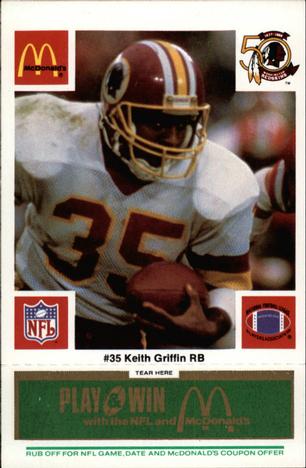 1986 McDonald's Washington Redskins - Full Game Pieces - Week 4 Green Tab #NNO Keith Griffin Front