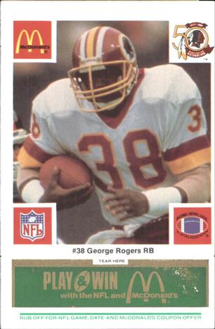 1986 McDonald's Washington Redskins - Full Game Pieces - Week 4 Green Tab #NNO George Rogers Front