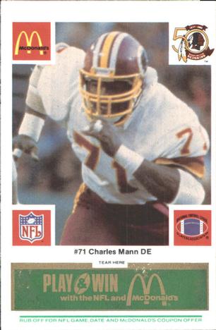 1986 McDonald's Washington Redskins - Full Game Pieces - Week 4 Green Tab #NNO Charles Mann Front