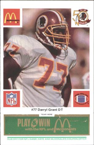 1986 McDonald's Washington Redskins - Full Game Pieces - Week 4 Green Tab #NNO Darryl Grant Front