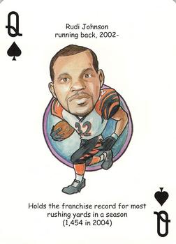 2005 Hero Decks Cincinnati Bengals Football Heroes Playing Cards #Q♠ Rudi Johnson Front