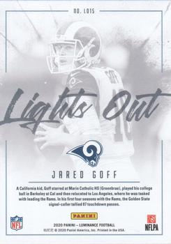 2020 Panini Luminance - Lights Out #LO15 Jared Goff Back