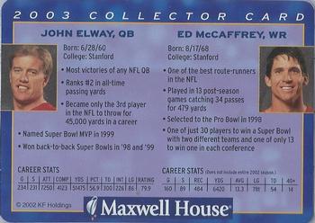 2003 Maxwell House #NNO John Elway / Ed McCaffrey Back