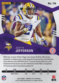 2020 Donruss Elite - Green #116 Justin Jefferson Back