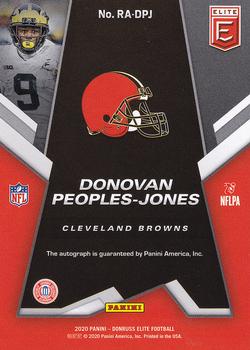 2020 Donruss Elite - Elite Rookie Autographs Red #RA-DPJ Donovan Peoples-Jones Back