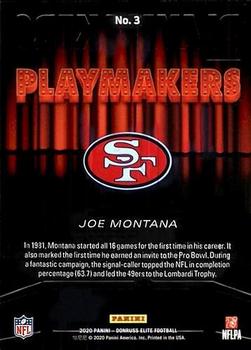 2020 Donruss Elite - Playmakers Black #3 Joe Montana Back