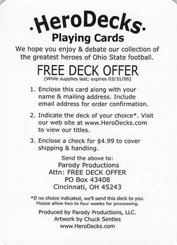 2005 Hero Decks Ohio State Buckeyes Football Heroes Playing Cards #NNO Free Deck Offer Front