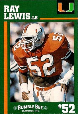 1994 Bumble Bee Miami Hurricanes #NNO Ray Lewis Front