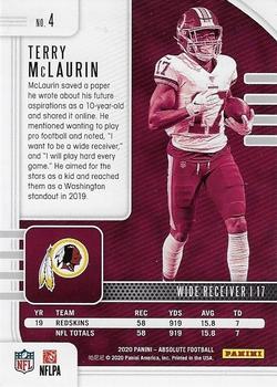 2020 Panini Absolute #4 Terry McLaurin Back