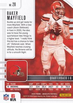 2020 Panini Absolute #28 Baker Mayfield Back