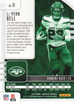 2020 Panini Absolute #31 Le'Veon Bell Back