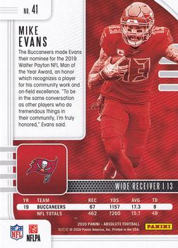 2020 Panini Absolute #41 Mike Evans Back