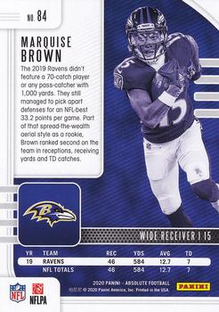 2020 Panini Absolute #84 Marquise Brown Back