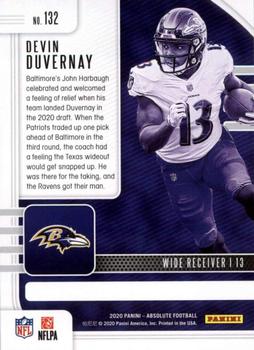 2020 Panini Absolute #132 Devin Duvernay Back