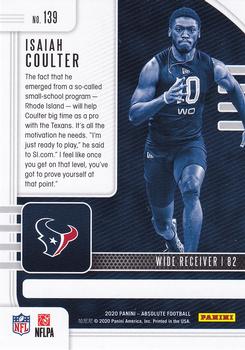2020 Panini Absolute #139 Isaiah Coulter Back