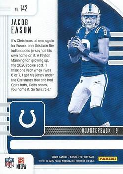 2020 Panini Absolute #142 Jacob Eason Back