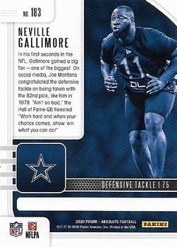 2020 Panini Absolute #183 Neville Gallimore Back