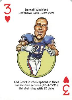 2008 Hero Decks Chicago Bears Football Heroes Playing Cards #3♥ Donnell Woolford Front