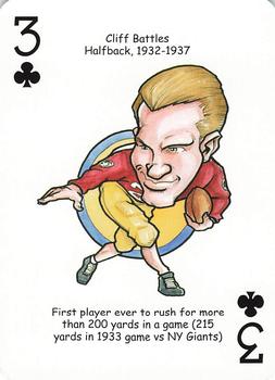 2006 Hero Decks Washington Redskins Football Heroes Playing Cards #3♣ Cliff Battles Front