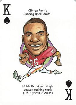 2006 Hero Decks Washington Redskins Football Heroes Playing Cards #K♠ Clinton Portis Front