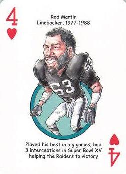 2016 Hero Decks Oakland Raiders Football Heroes Playing Cards #4♥ Rod Martin Front