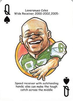 2006 Hero Decks New York Jets Football Heroes Playing Cards #Q♠ Laveranues Coles Front