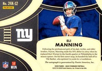 2020 Panini Gold Standard - 24K Autographs #24K-12 Eli Manning Back