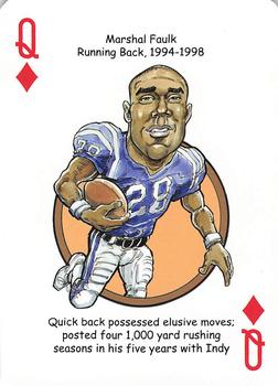 2014 Hero Decks Indianapolis Colts Football Heroes Playing Cards #Q♦ Marshall Faulk Front