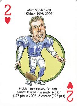 2014 Hero Decks Indianapolis Colts Football Heroes Playing Cards #2♥ Mike Vanderjagt Front