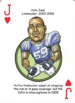 2014 Hero Decks Indianapolis Colts Football Heroes Playing Cards #J♥ Cato June Front
