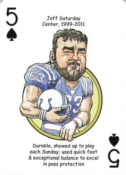 2014 Hero Decks Indianapolis Colts Football Heroes Playing Cards #5♠ Jeff Saturday Front