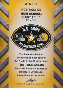 2017 Leaf Metal U.S. Army All-American Bowl - Tour Autographs Black #ATA-TT1 Tua Tagovailoa Back