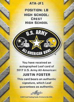 2017 Leaf Metal U.S. Army All-American Bowl - Tour Autographs Gold #ATA-JF1 Justin Foster Back