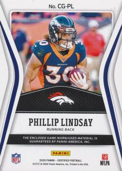 2020 Panini Certified - Certified Gamers Mirror Red #CG-PL Phillip Lindsay Back