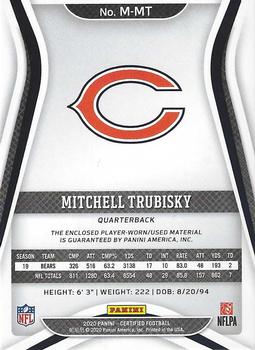 2020 Panini Certified - Materials #M-MT Mitchell Trubisky Back