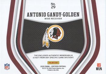 2020 Panini Certified - New Generation Jerseys Mirror Orange #29 Antonio Gandy-Golden Back