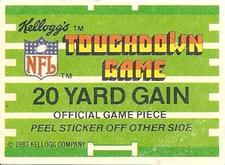 1983 Kellogg's Touchdown Game Stickers #NNO Cleveland Browns Back