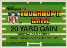 1983 Kellogg's Touchdown Game Stickers #NNO San Diego Chargers Back