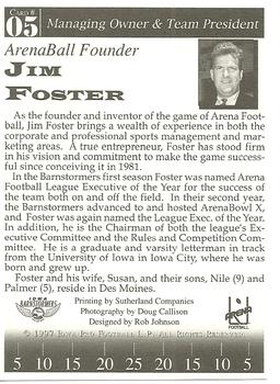 1997 Iowa Barnstormers (AFL) #5 Jim Foster Back